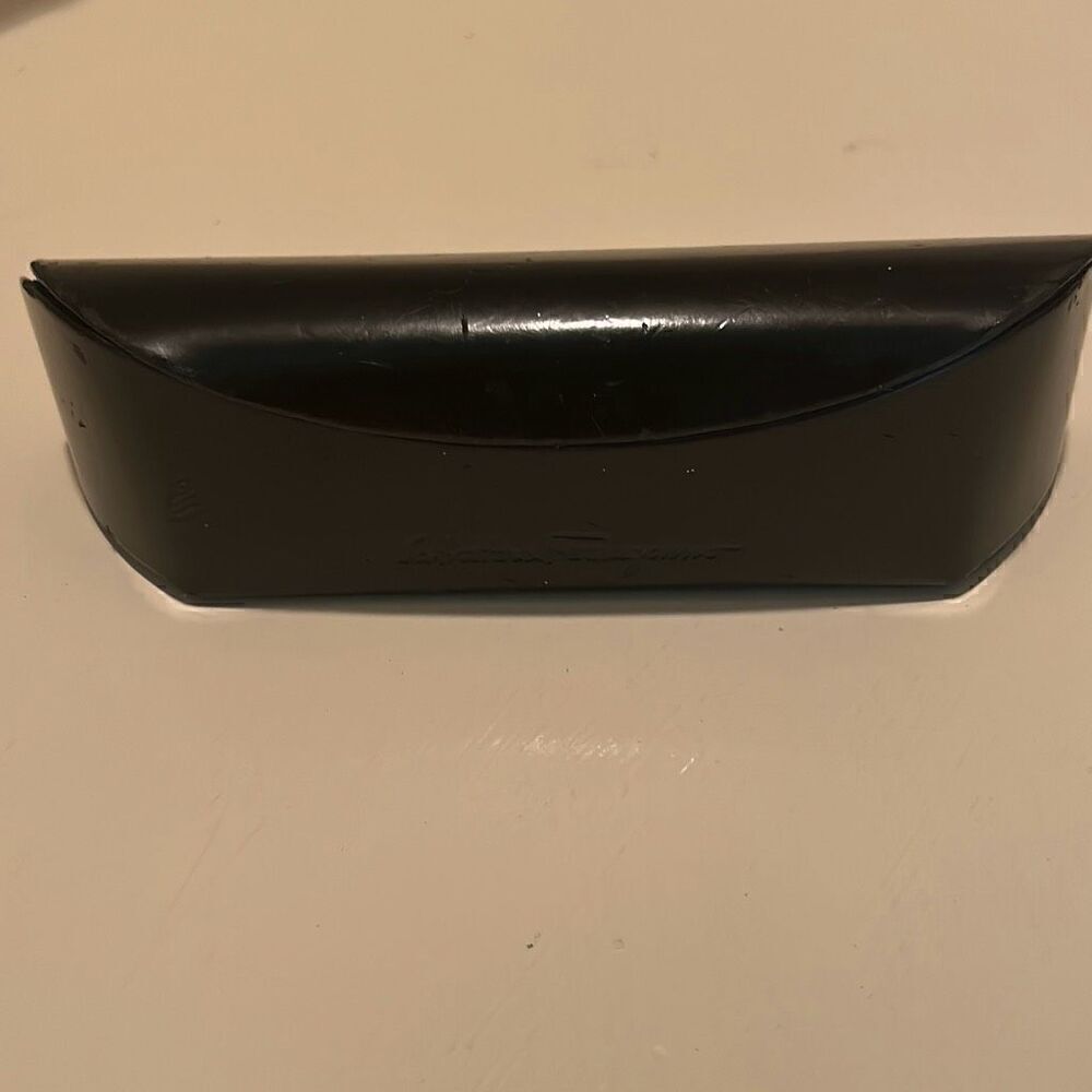 Ferragamo Flap Top Hard Glasses Case Solid Black Sunglass Holder